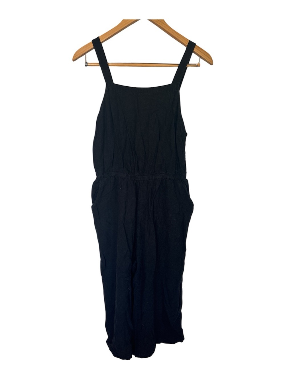 Old Navy Black Square-Neck Midi Jumpsuit Dress with Wide Straps